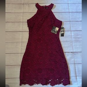NWT Lulus Love Poem Magenta Lace dress